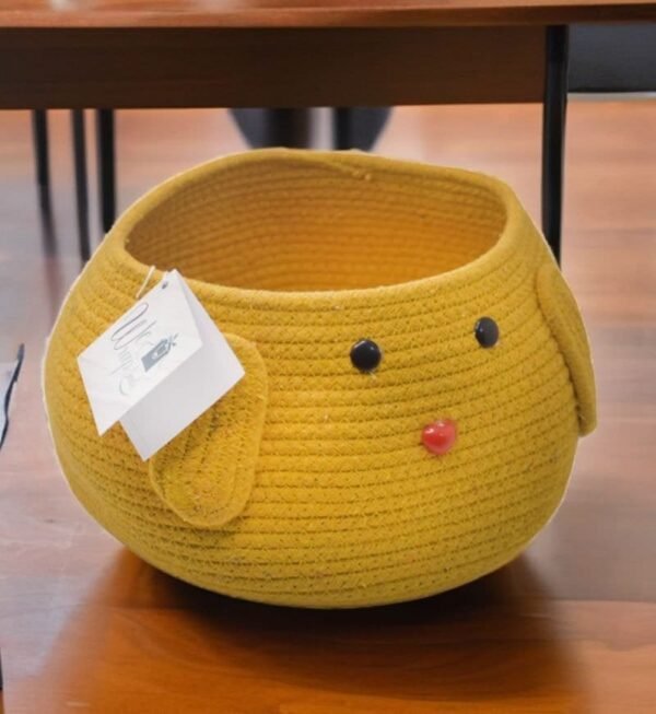 Cartoon Dog Cotton Rope Yellow Brown Multipurpose Storage Basket - Image 2