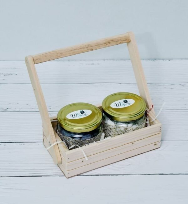 Wooden Tray with Handle (2 Jars- 400gm) - Image 3