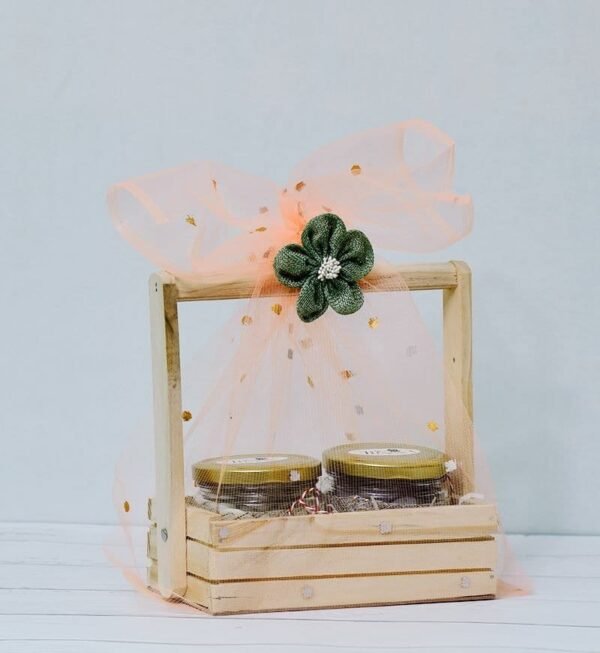Wooden Tray with Handle (2 Jars- 400gm) - Image 2