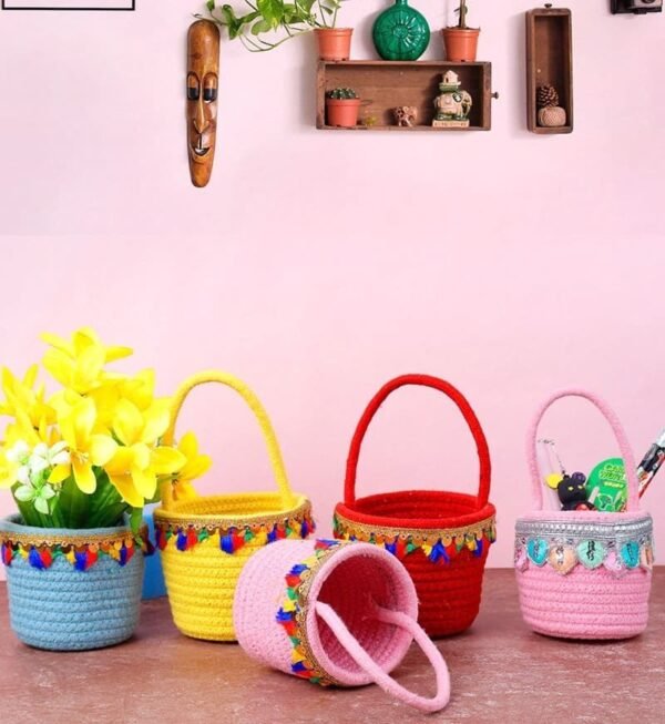 Yellow Basket, Desktop Basket, Flower Basket,