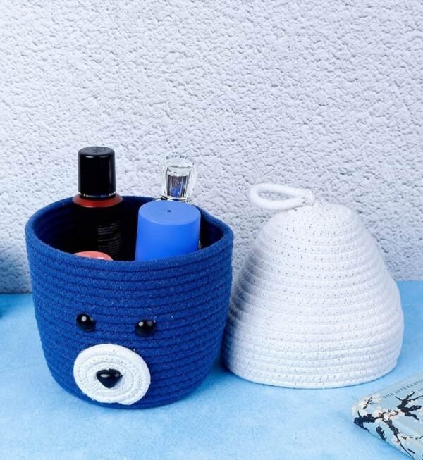 Cotton Rope Medium Kids Storage Basket Blue - Image 2