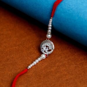 Studded and Beaded Pearl Stone AD Rakhi