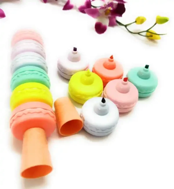Macroon Burger Shape Highlighter Marker Pen (Multicolor | 6 Pcs) - Image 4