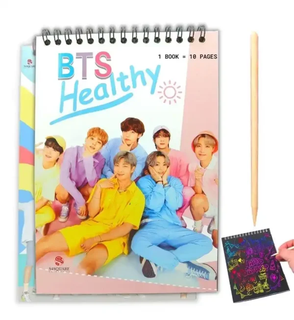 Rainbow Black Scratch Book for Kids | Magic Doodle BTS (1 Book with 8 Pages)