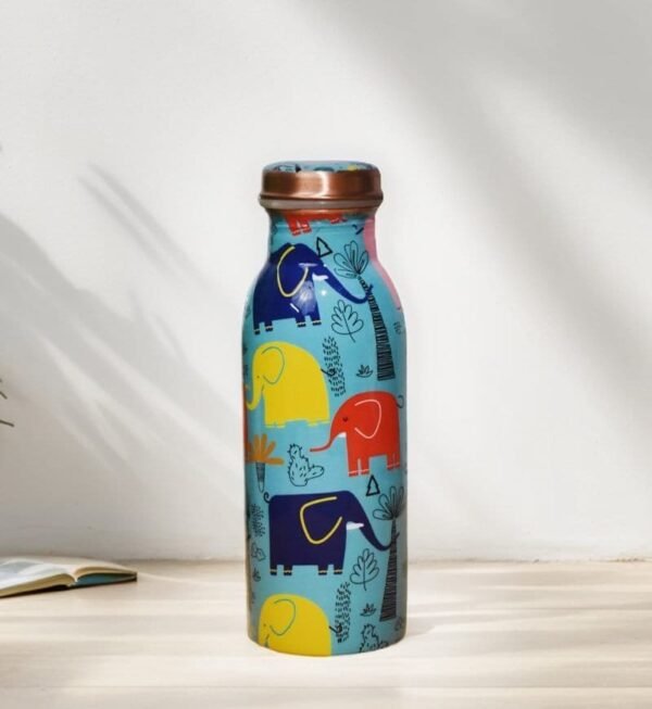 Copper Water Bottle | Elephant Meenakari | 500 ml - Image 4