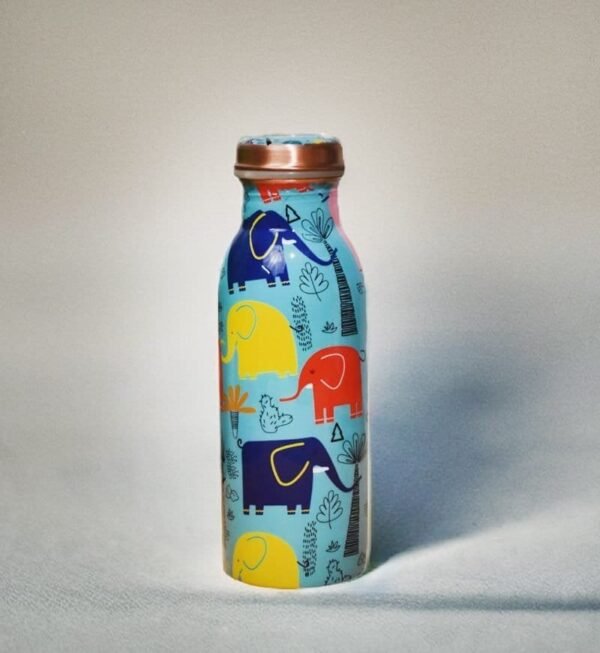 Copper Water Bottle | Elephant Meenakari | 500 ml - Image 2