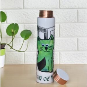 Copper Water Bottle | Cat Queen of House Print | Pocket Bottle | 700 ml