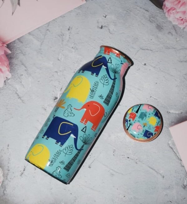 Copper Water Bottle | Elephant Meenakari | 500 ml - Image 3