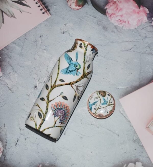 Copper Water Bottle | Floral Bird Print | 500 ML - Image 3