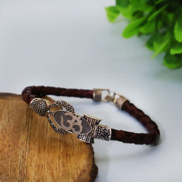Om Trishul Damru Bracelet in Silver - Image 2