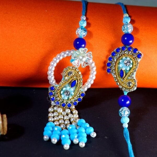Blue Bhaiya Bhabhi Rakhi Set - Image 3