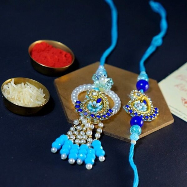 Blue Bhaiya Bhabhi Rakhi Set