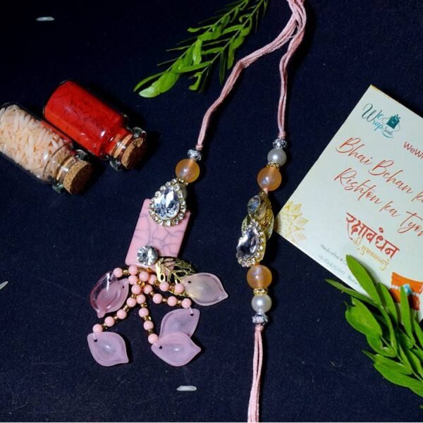 Light Pink Bhaiya Bhabhi Rakhi Set - Image 2