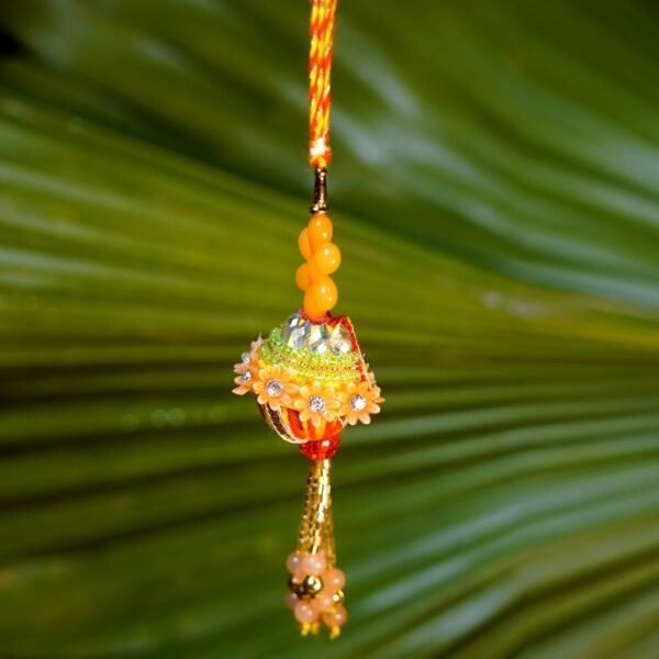 Mustard Colour Lumba Rakhi for Bhabhi