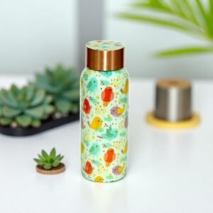 Floral Bird Print Copper Water Bottle 500 ml